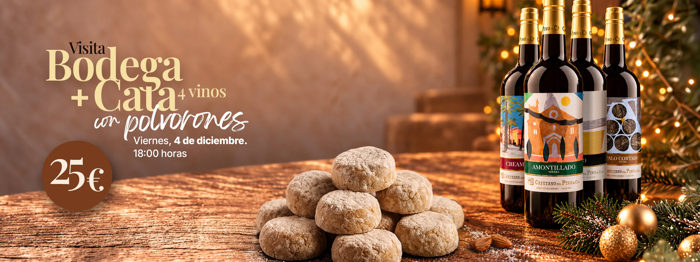 Visita + Cata 4 vinos con polvorones - Cayetano del Pino & Cía